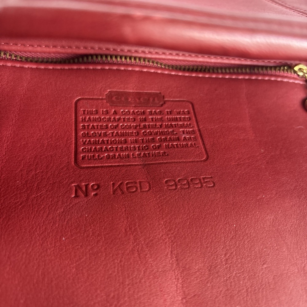 Vintage COACH Zip Top Shopper   Red Leather Bag 9995 USA - Picture 14 of 16